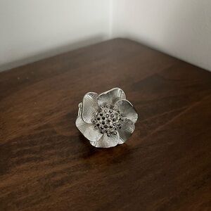 Silver Flower Adjustable Ring
